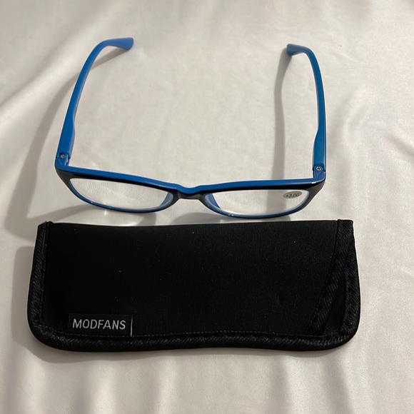 Modfans Reading Glasses +3.00 Black & Blue Frames NEW! - Picture 6 of 8